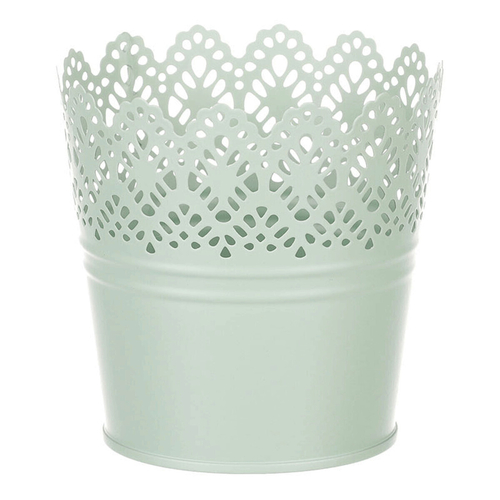 Obal kovový - kulatý, krajkový okraj, barva zelená