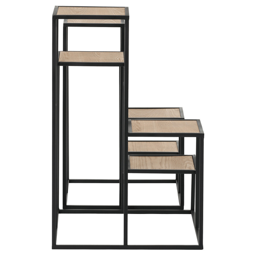 Stojan 4 patrový - kov a MDF deska (dýha jasan), cena za sadu 2 ks