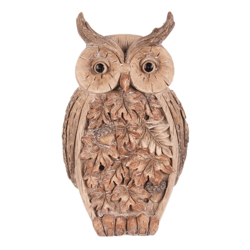 Sova - dekorace s osvětlením, magnesium, imitace dřeva