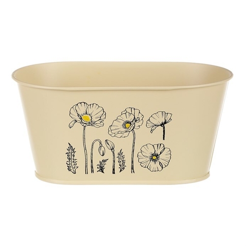 Truhlík kovový - motiv kvetoucího máku, žlutý