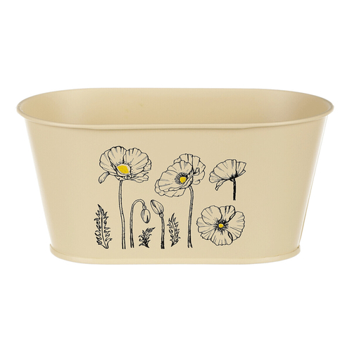 Truhlík kovový - motiv kvetoucího máku, žlutý