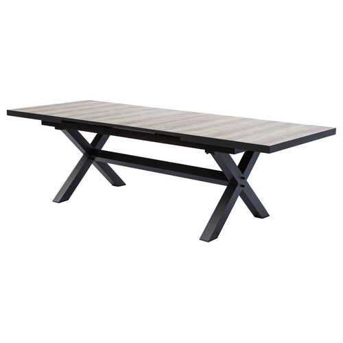 Zahradní stůl rozkládací 200-260x100cm, hliník, slinutá keramika, šedá, AZT-G1920 GREY