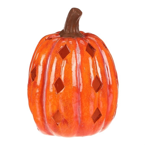 Dýně s otvory - keramika, na čaj. svíčku, oranžová