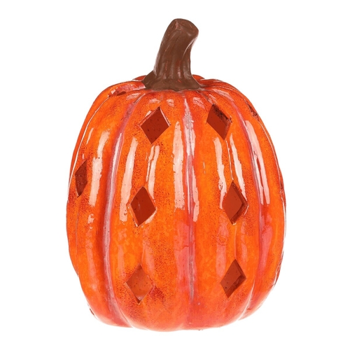 Dýně s otvory - keramika, na čaj. svíčku, oranžová