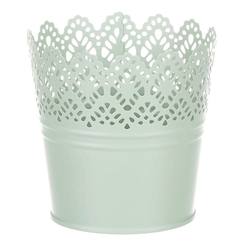 Obal kovový - kulatý, krajkový okraj, barva zelená