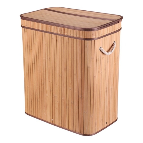 Koš prádelní - bambusový, s víkem, barva přírodní