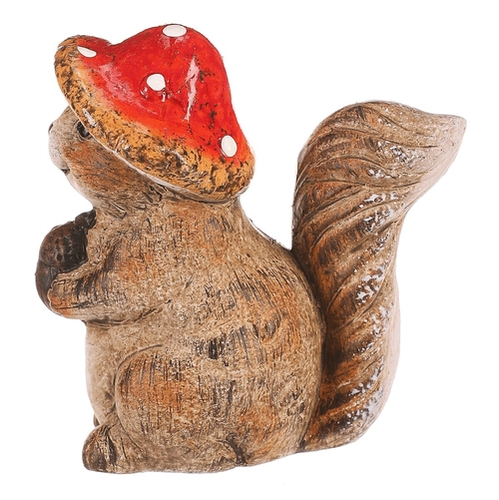 Veverka s houbovým kloboučkem - keramická figurka, menší