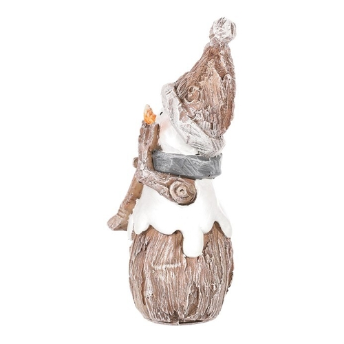 Sněhulák - figurka z polyresinu, imitace dřeva