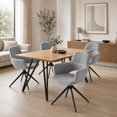 Jídelní set s 4 židlemi Polaris, šedá, 160x90x76cm, masiv dub ASE-1041 GREY2