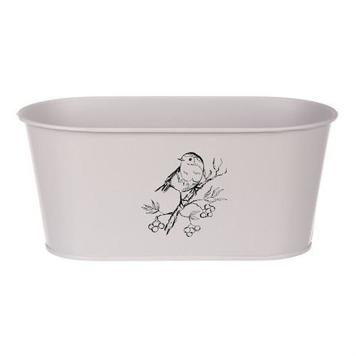 Truhlík kovový - motiv ptáčka, barva šedá