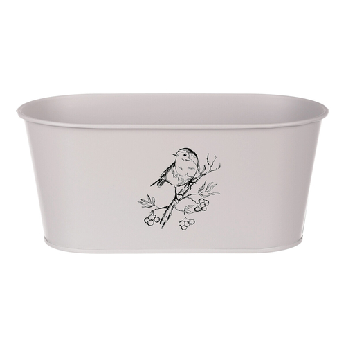 Truhlík kovový - motiv ptáčka, barva šedá