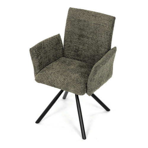 Jídelní židle otočná 180°, zelená, látka bouclé, DCH-W1117 GRN2