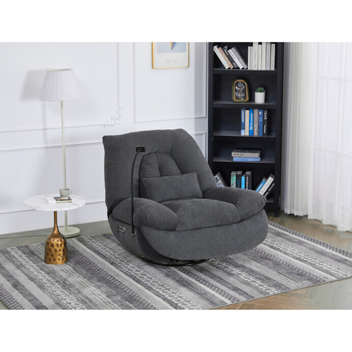 Polohovací křeslo, elektrické zabudované ovládání, šedá, látka, TV-7089 GREY2
