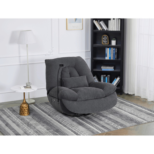 Polohovací křeslo, elektrické zabudované ovládání, šedá, látka, TV-7089 GREY2