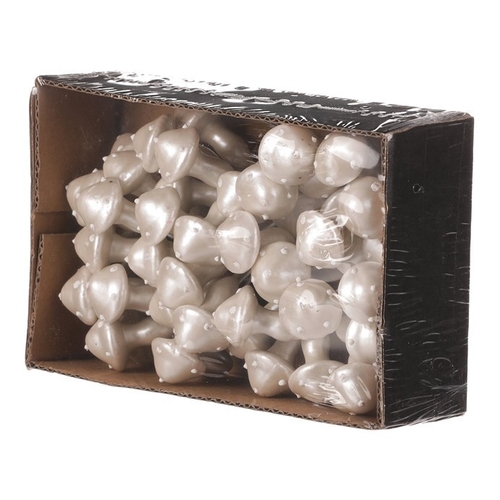 Houby na drátku, barva bílá perleť, cena za balení (48 ks)