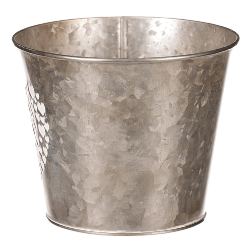 Obal z kovu na květiny, v tmavě krémové barvě se srdcem