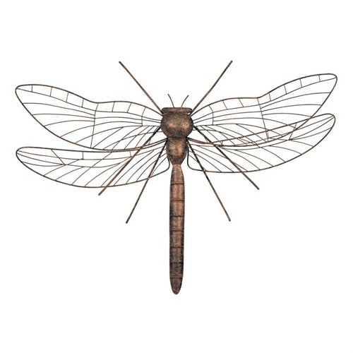 Vážka - kovová nástěnná dekorace, barva měděná