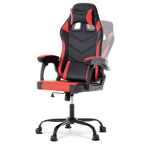 Herní křeslo, houpací mechanismus, červená ekokůže, KA-L626 RED