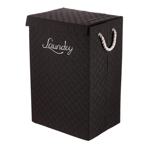 Koš prádelní - látkový s uchy, hranatý, černý