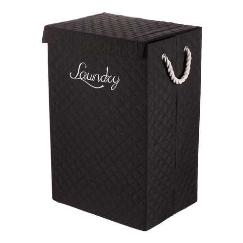 Koš prádelní - látkový s uchy, hranatý, černý