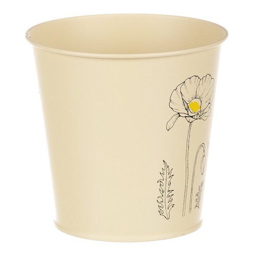 Obal kovový - kulatý s kvetoucím mákem, barva žlutá