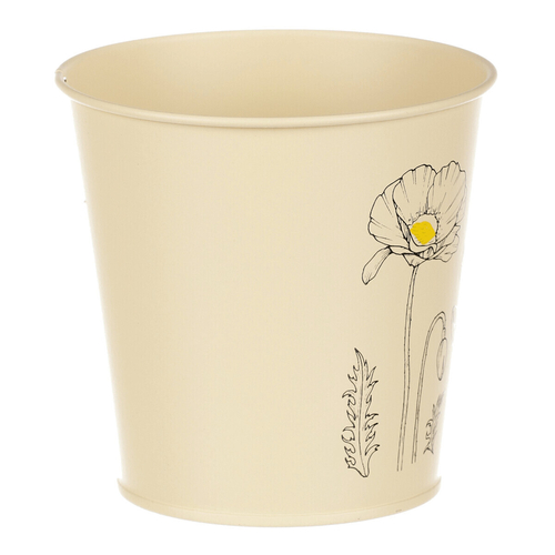 Obal kovový - kulatý s kvetoucím mákem, barva žlutá