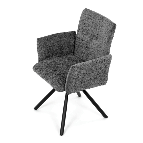 Jídelní židle otočná 180°, šedá, látka bouclé, DCH-W1117 GREY2