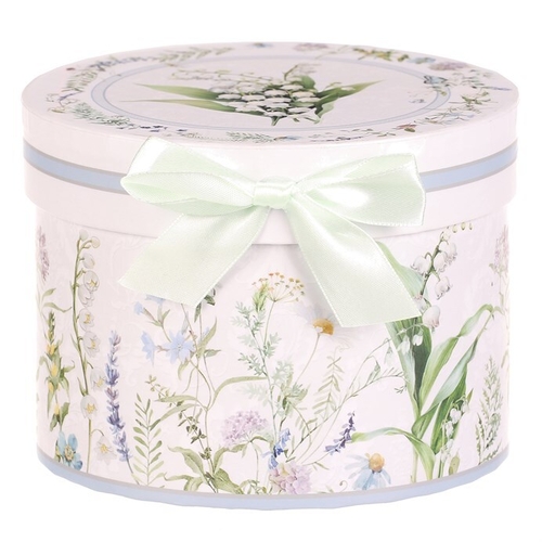 Hrnek malovaný - porcelán, dárková dóza, motiv s konvalinkami
