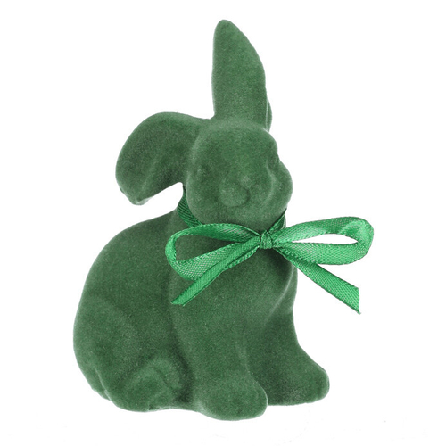 Zajíc - keramická figurka, semišový povrch, vel. S, zelená