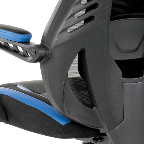 Herní křeslo, houpací mechanismus, černá ekokůže, KA-Y213 BLUE