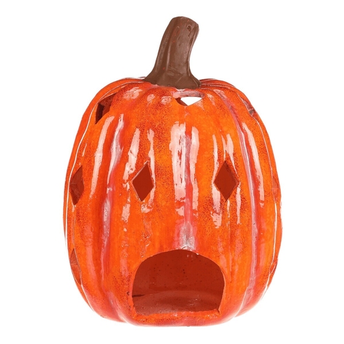 Dýně s otvory - keramika, na čaj. svíčku, oranžová