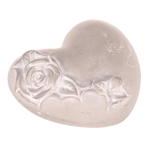 Srdce s růží - betonové, pietní, šedé