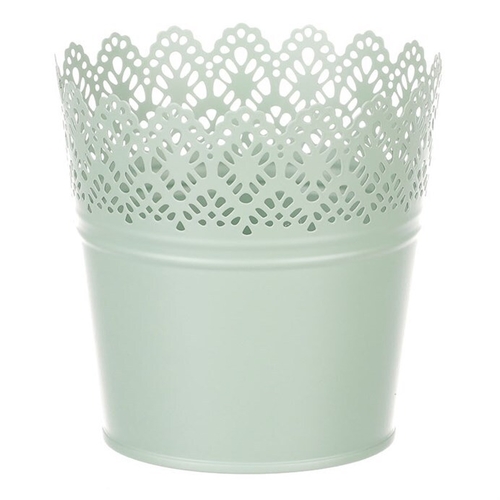 Obal kovový - kulatý, krajkový okraj, barva zelená