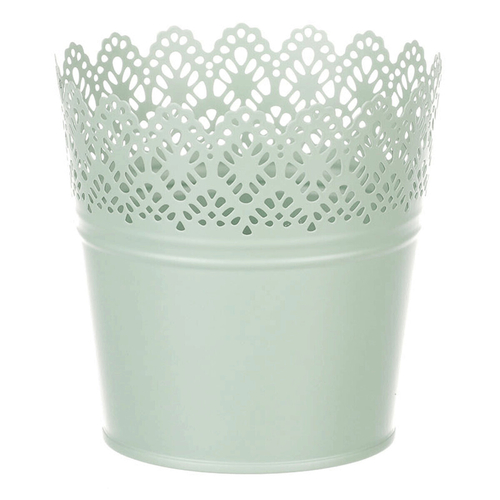 Obal kovový - kulatý, krajkový okraj, barva zelená