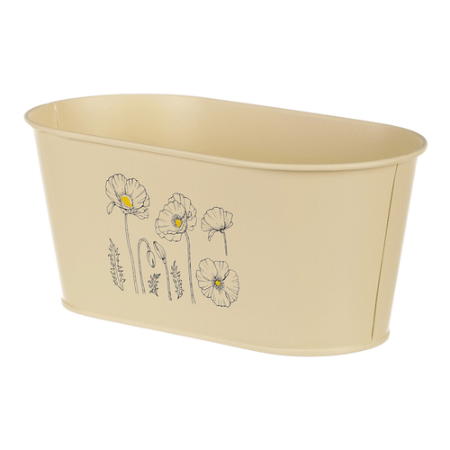 Truhlík kovový - motiv kvetoucího máku, žlutý