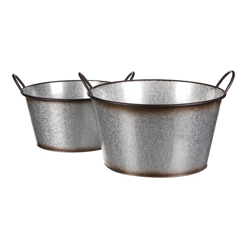 Kovový obal na květiny, sada 2ks. Design s růžemi.