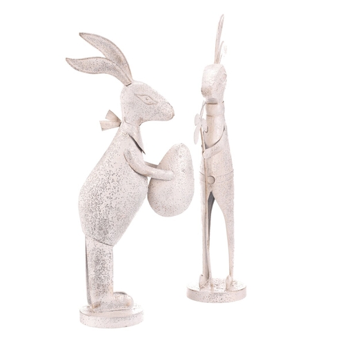 Zajíc kovový - s patinou, bílý, vel. S, mix 2, cena za 1 ks