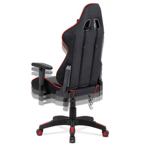 Herní křeslo, houpací mechanismus, červená ekokůže, KA-F03 RED