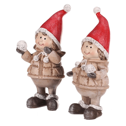 Děti - figurky z polyresinu, červená čepice, mix 2, cena za 1 ks