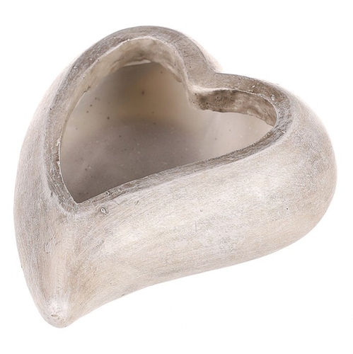 Obal květinový pietní  - tvar srdce, polyresin, šedý