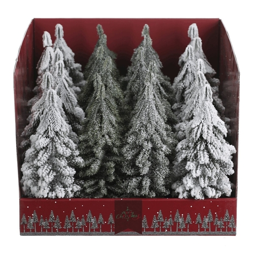 Smrk na špalku - mini, umělý, 19 cm, mix 3 druhů, cena za 1 ks
