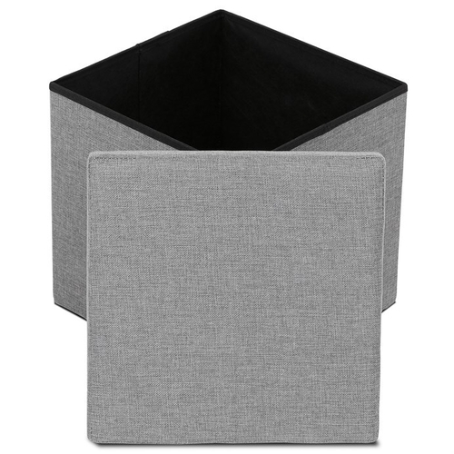 Taburet s úložným prostorem, šedá, látka, TAB-461 GREY2