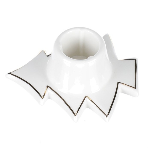 Svícen na kónickou svíčku - porcelán, tvar stromku, bílý