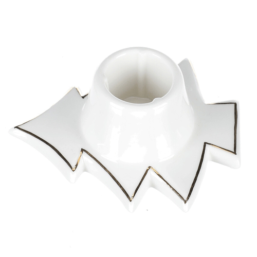 Svícen na kónickou svíčku - porcelán, tvar stromku, bílý