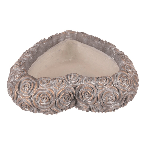 Obal na květiny - srdce s růžemi, beton, antracitově šedý