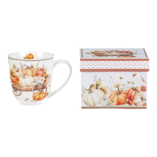 Hrnek porcelánový - 440 ml, dárkové balení, vůz plný dýní