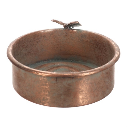 Tác kovový - oválný s motýlem, barva měděná