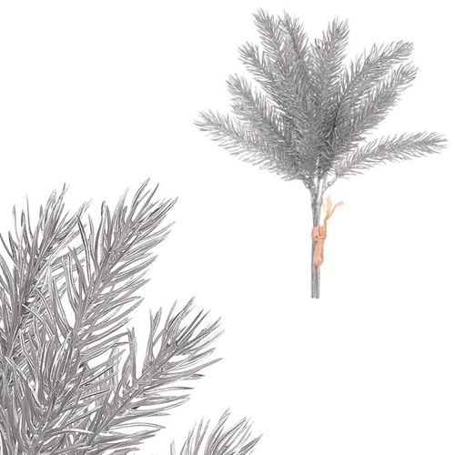 Smrk - umělá větev, zápich, stříbrná, cena za svazek (4 ks)