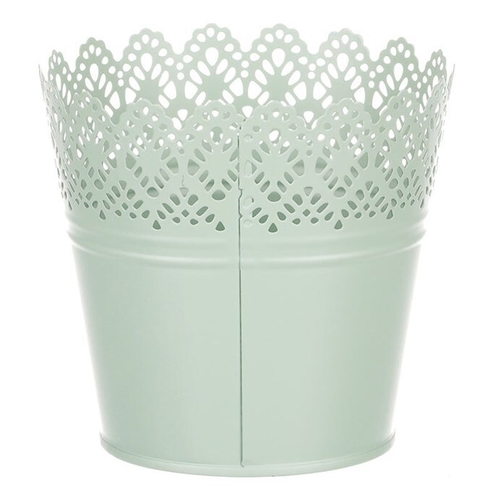 Obal kovový - kulatý, krajkový okraj, barva zelená