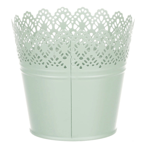 Obal kovový - kulatý, krajkový okraj, barva zelená